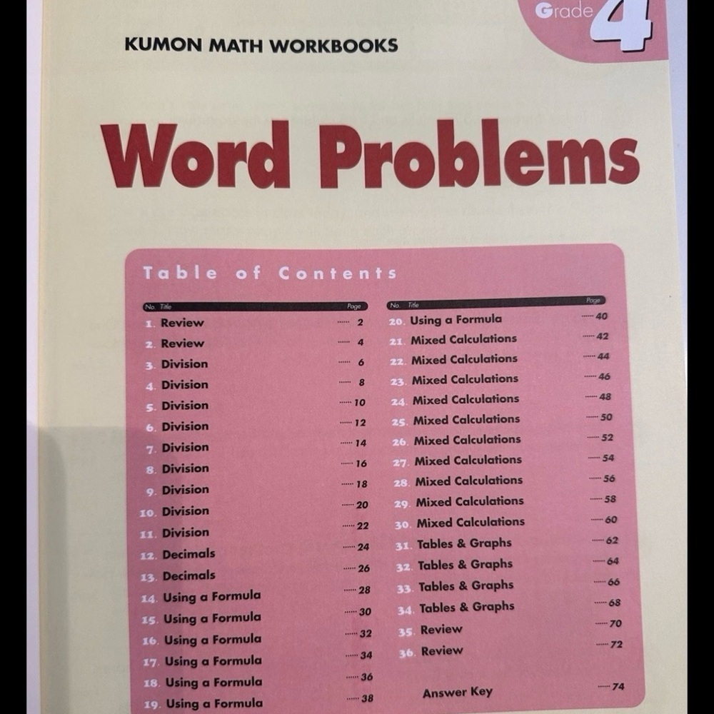 Kumon Math Word Problems Elementary Grade 4 Workbook Paperback - NEW - Picture 3 of 4